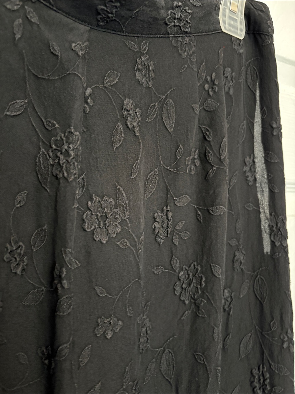 100% silk Citron Black Textured Floral Jaquard ankle wide Dress Pants Whimsigoth